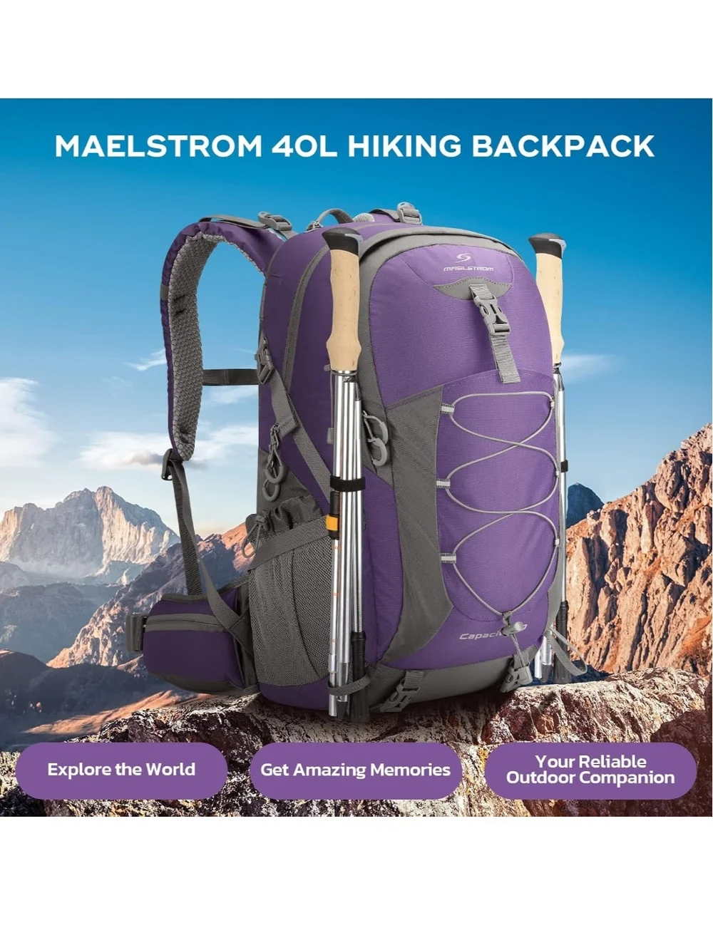Maelstrom Purple Daypack Backpack 40 L Brand New